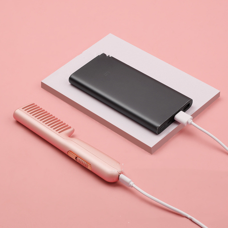 2 In 1 Wireless Straight Hair Comb Portable USB Charging Negative -Ion Smoothing Straightener Curling Comb Hair Brush - Image 7